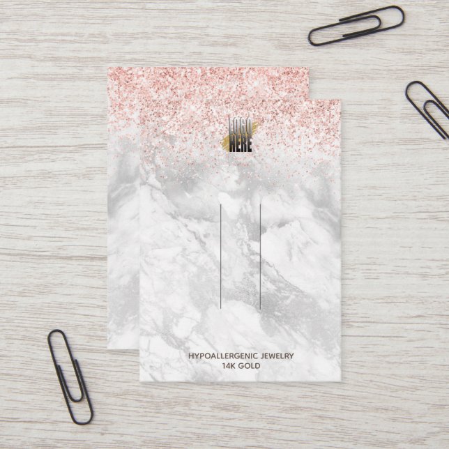 Rosa Glitzer Marmorieren Sie Ihre Logo-Haarschnitt Visitenkarte (Vorderseite/Rückseite Beispiel)