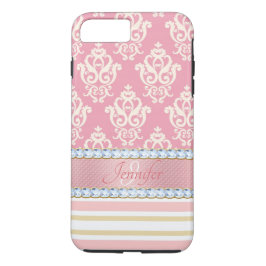 Rosa Glitzer Metallic, Damask, Strick, Kristall Case-Mate iPhone Hülle