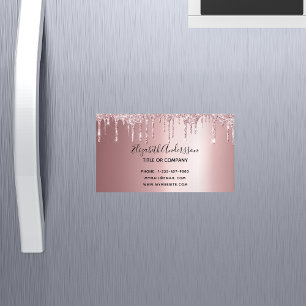 Rosa Glitzer Metallisches elegantes Business Magnetische Visitenkarte