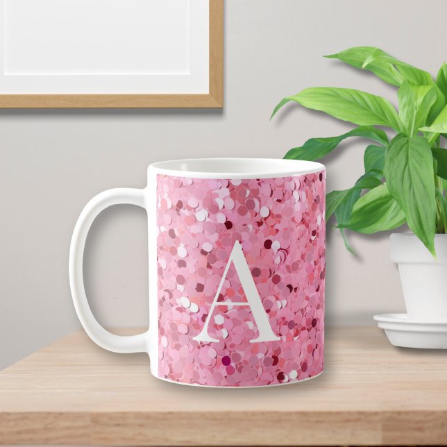 Rosa Glitzer mit Initial Kaffeetasse (Von Creator hochgeladen)