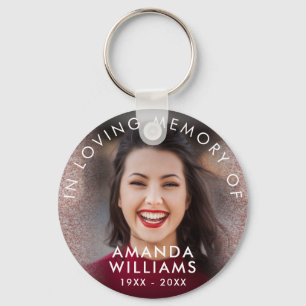 Rosa Glitzer Modernes Foto Memorial Keepsakes Schlüsselanhänger