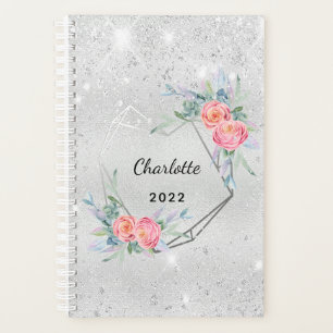 Rosa Glitzer, Monogramm 2026 Planer