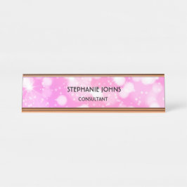 Rosa Glitzer Monogramm Name Modern Rose Gold Schreibtischnamensplakette