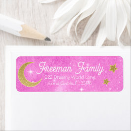 Rosa Glitzer Moon & Stars Rücksendeadresse