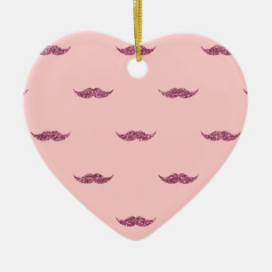 Rosa Glitzer Mustaches Keramikornament