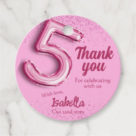 Rosa Glitzer niedlicher Ballon Nr.5 Mädchen 5. Geb Geschenkanhänger
