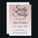 Rosa Glitzer Ombre 60 und Sassy 60. Geburtstag Einladung<br><div class="desc">Dieses moderne 60. Geburtstagsdesign auf einem rötlich-rosa Glitzer-Hintergrund lädt zum 60. Geburtstag zum Feiern ein und lädt zum 60. Geburtstag ein. Die Worte sechzig und sassy sind Set mit modernen Schriften. Wenn Sie Hilfe oder passende Produkte benötigen, kontaktieren Sie uns bitte über unseren Shop. Wir helfen Ihnen gerne, Ihre 60....</div>