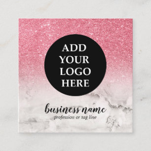 Rosa Glitzer Ombre Cursive Your Logo Social Symbol Quadratische Visitenkarte