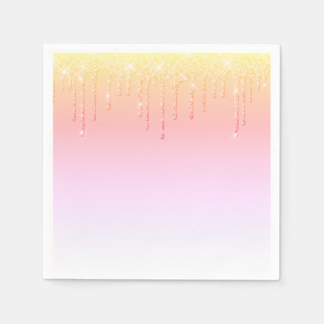 Rosa Glitzer Ombré Glam Glitzern Hübsches Party Serviette (Vorderseite)