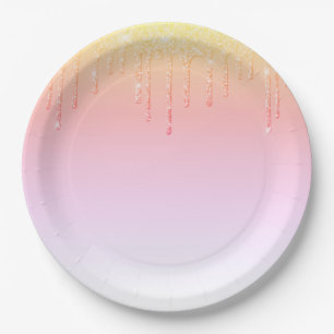 Rosa Glitzer Ombré Glam Glitzern Pappteller