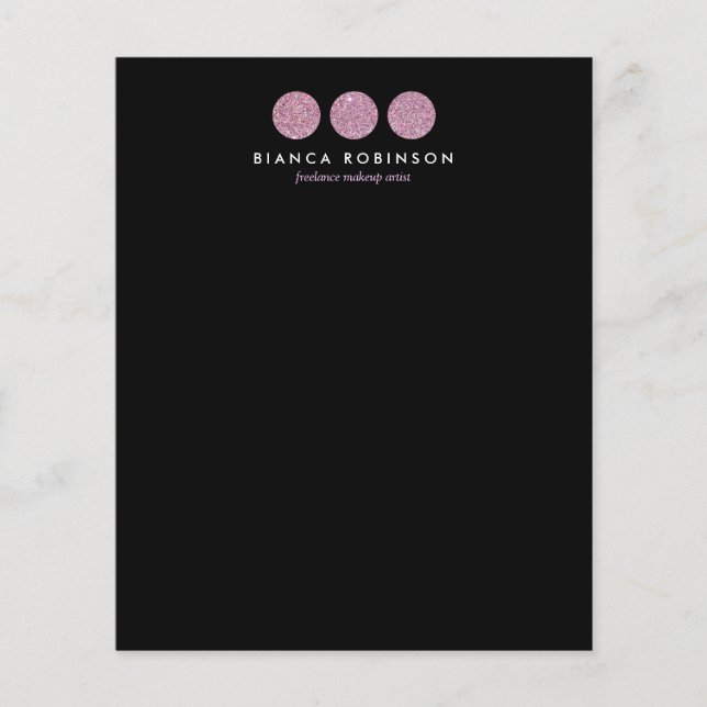 Rosa Glitzer Palette für Freelance Makeup Artist Flyer (Vorne)
