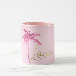 Rosa Glitzer Palm Tree Ombre Gold Liebe Tasse