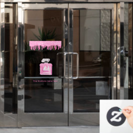 Rosa Glitzer Parfüm-Business-Monogramm Fensteraufkleber