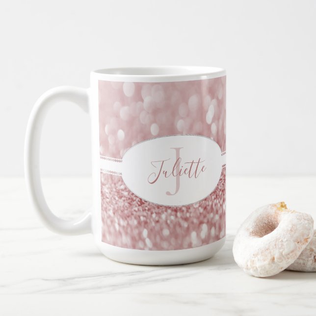 Rosa Glitzer Personalisieren Sie die Kaffee-Tasse Kaffeetasse (Mit Donut)