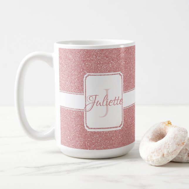 Rosa Glitzer Personalisiert Kaffee Tasse (Mit Donut)
