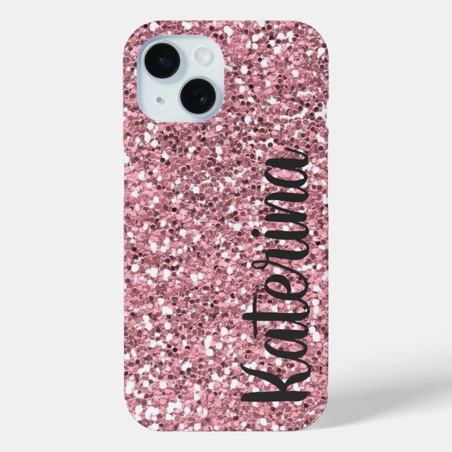 Rosa Glitzer Personalisiert mit Ihrem Namen. Case-Mate iPhone Hülle (Rückseite)