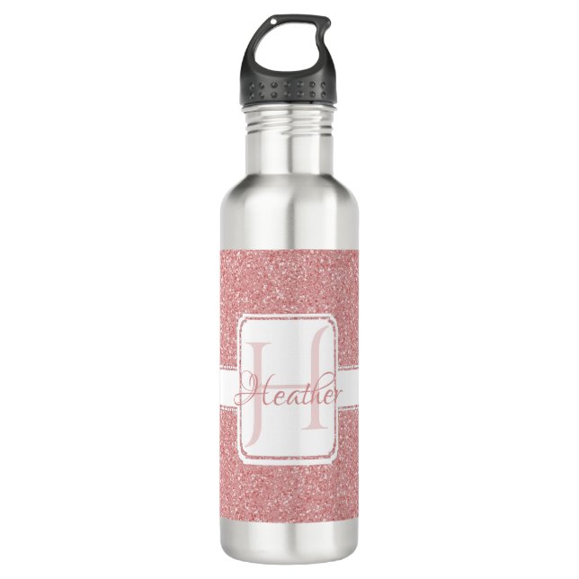 Rosa Glitzer Personalisiert Wasser Flasche Edelstahlflasche (Vorderseite)