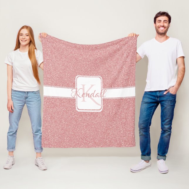 Rosa Glitzer Personalisierte Keule Fleecedecke (Beispiel)