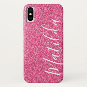 Rosa Glitzer Personalisierter Name Skript Case-Mate iPhone Hülle