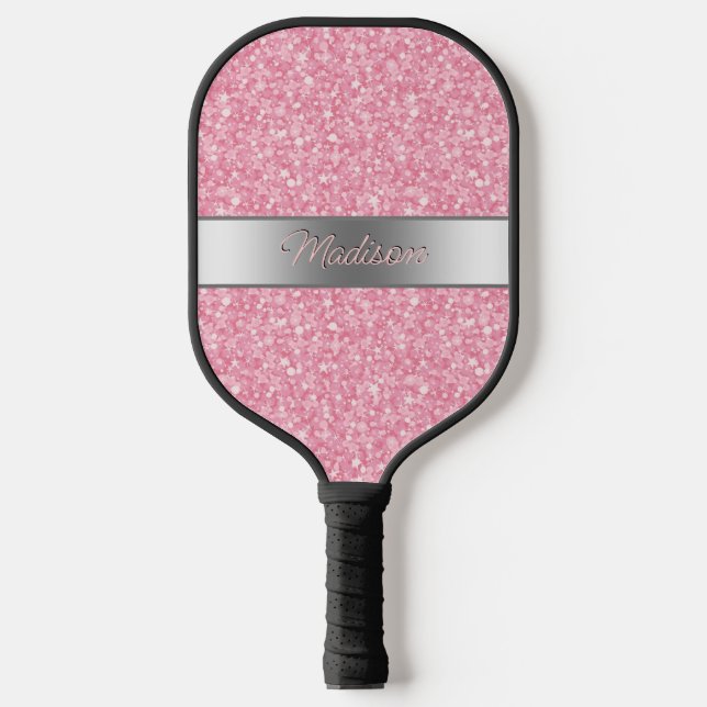 Rosa Glitzer Pickleball Schläger (Vorderseite)