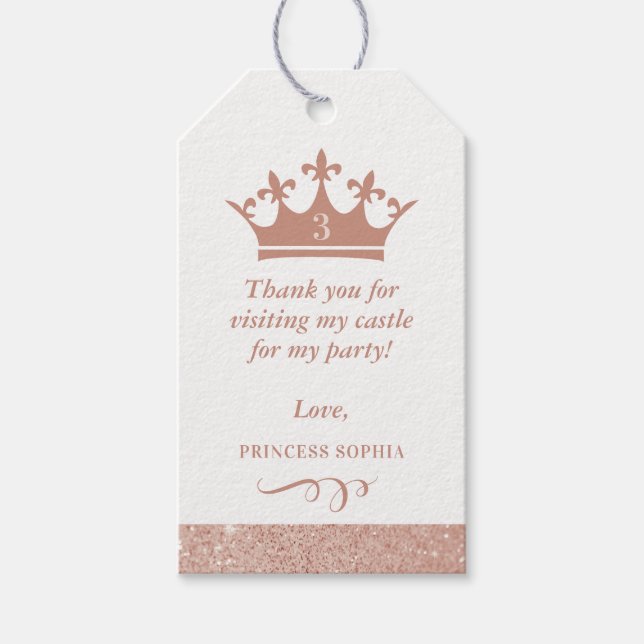 Rosa Glitzer Princess Crown Gefallen Geschenkanhänger (Vorderseite)