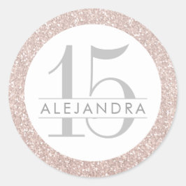Rosa Glitzer Quince Años Gefallen Aufkleber