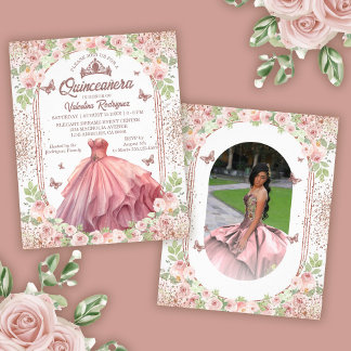 Rosa Glitzer Quinceanera Flyer