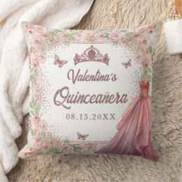 Rosa Glitzer Quinceanera Kissen