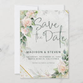 Rosa Glitzer Rose Eukalyptus Wedding Save The Date
