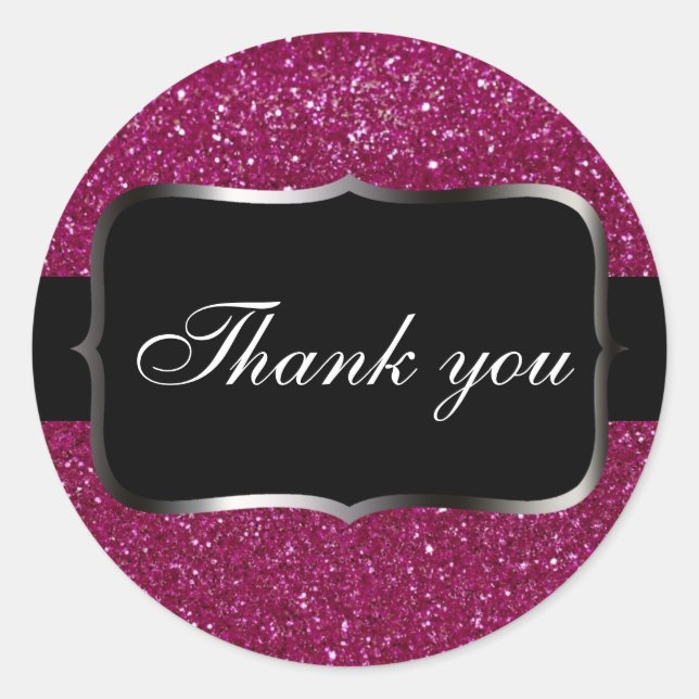 Rosa Glitzer Runder Aufkleber (Vorderseite)