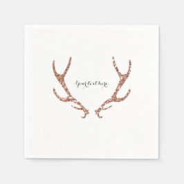 Rosa Glitzer Rustikaler Antler Woodsy Glam Party Serviette
