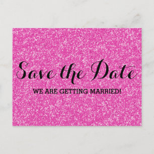 Rosa Glitzer Save the Date Postkarte