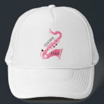 Rosa Glitzer Saxophone Illustration Truckerkappe<br><div class="desc">Moderne rosa Glitzer einfache Saxophon-Illustration mit anpassbarem Text in schwarz.</div>