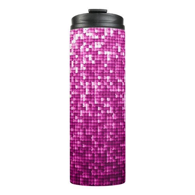 Rosa Glitzer-Sequenzen Thermosbecher (Vorderseite)
