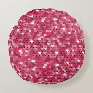 Rosa Glitzer-Sequenzmuster Rundes Kissen