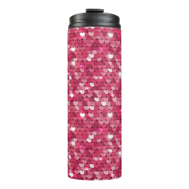 Rosa Glitzer-Sequenzmuster Thermosbecher (Vorderseite)