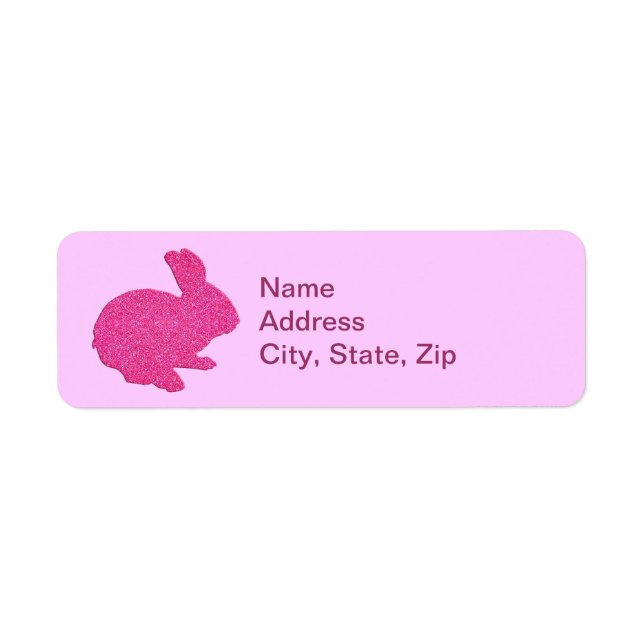 Rosa Glitzer Silhouette Bunny Address Labels (Vorne)