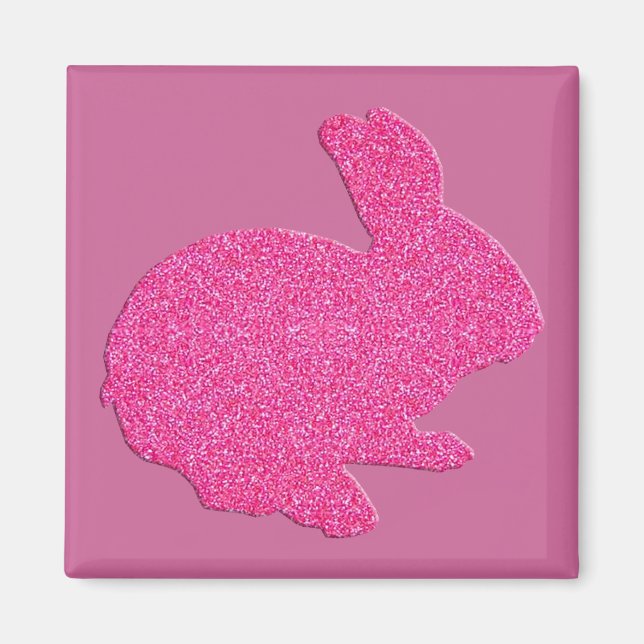 Rosa Glitzer Silhouette Osterfest Magnet (Vorne)