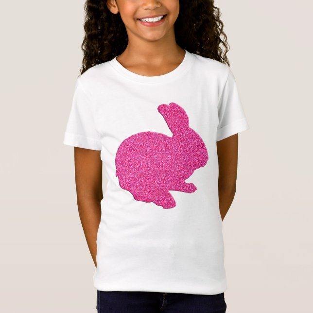 Rosa Glitzer Silhouette Ostern Sonniges Shirt (Vorderseite)