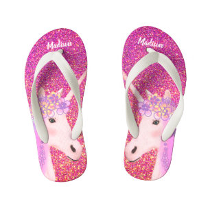 Rosa Glitzer Sparkle Einhorn Giro del Malcantone P Kinderbadesandalen
