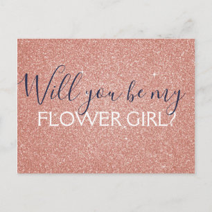 Rosa Glitzer & Sparkle Flower Girl Einladungspostkarte
