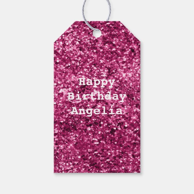 Rosa Glitzer Sparkle Geschenkanhänger (Vorderseite)