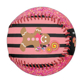 Rosa Glitzer Sparkle Gingerbread Girl Personalisie Baseball