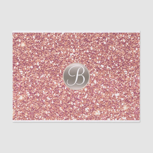 Rosa Glitzer Sparkle Glam Monogram Initial Seidenpapier (Vorderseite)