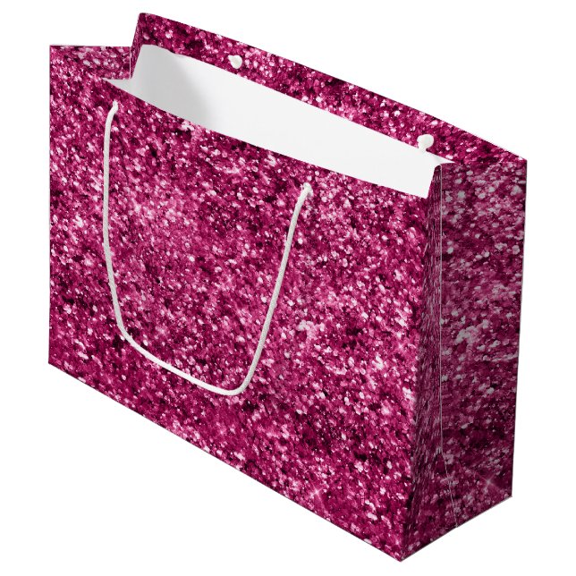Rosa Glitzer Sparkle Große Geschenktüte (Vorderseite Schrägansicht)