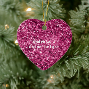 Rosa Glitzer Sparkle Keramik Ornament