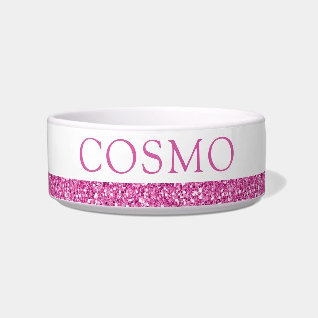 Rosa Glitzer Sparkle Name Bowl Napf (Vorderseite)