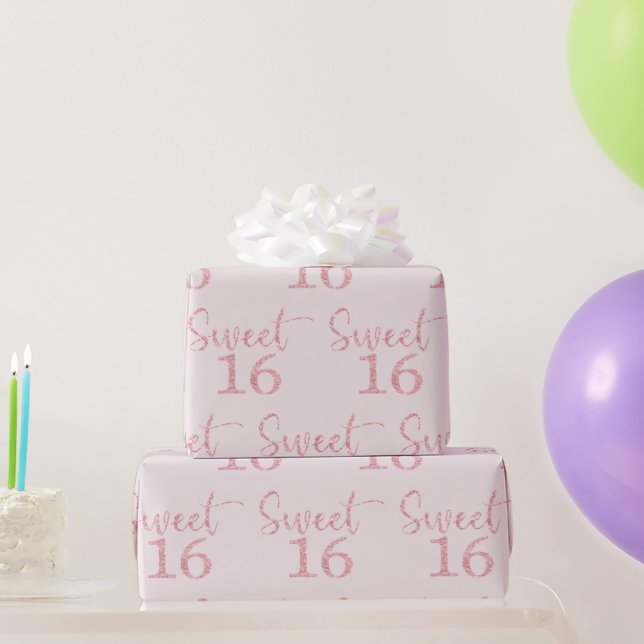 Rosa Glitzer Süß 16 Geschenkpapier (Partygeschenke)