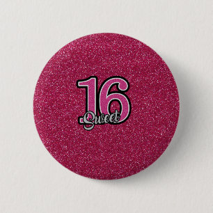 Rosa Glitzer SWEET16 Button