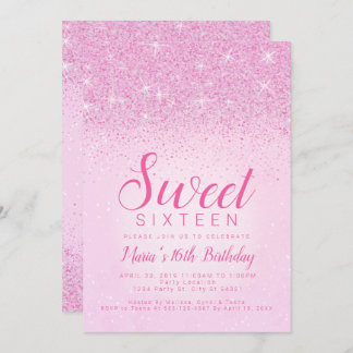 Rosa Glitzer, Sweet 16 Einladungen